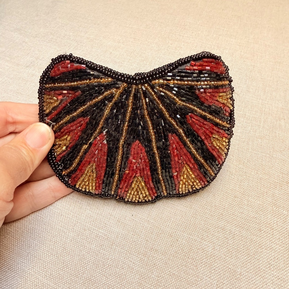 Vintage Beaded Art Deco Fan Style Coin Purse Wallet - Picture 3 of 9